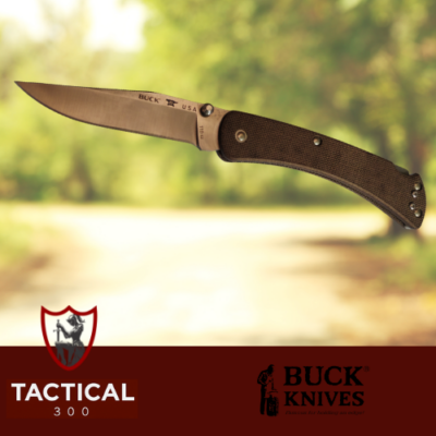 Buck 110 Slim Pro Knife with Micarta handle and S30V stainless steel clip point blade, featuring a deep-carry pocket clip for modern everyday carry.