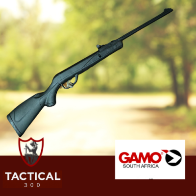 Gamo Delta 4.5mm youth break-barrel air rifle with ambidextrous black nylon stock, side view.