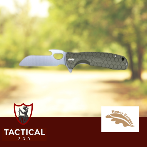 Honey Badger Opener Large – Grey folding knife HB1203 with honeycomb grip and drop-point blade"