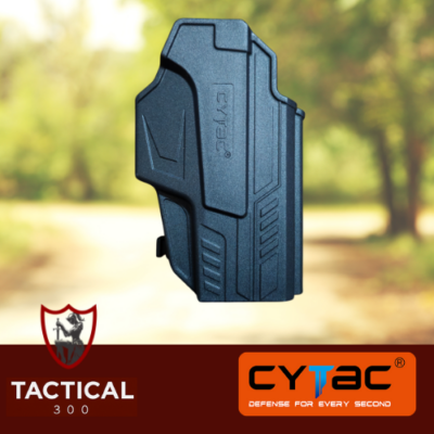 "Black T-Series B-CLP Holster for Glock 19 Gen 1–5, featuring durable polymer construction, belt clip attachment, and slim profile for concealed carry."
