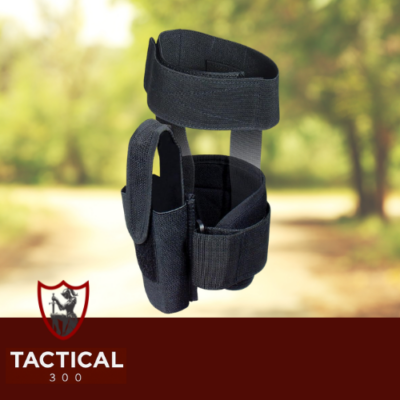 ALT Text (for website images): "UTG Concealed Ankle Holster in black, fits most sub-compact to compact pistols, with elastic form-fit and adjustable retention strap"