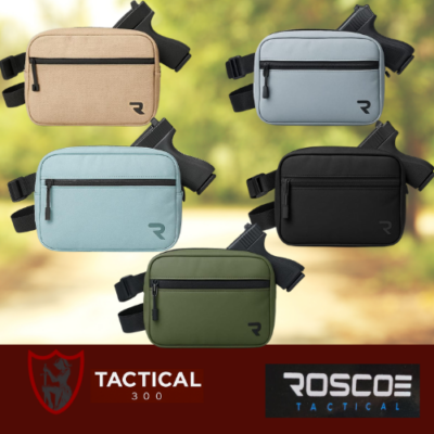 EDC Blush Khaki pistol bag open to show padded pistol compartment, magazine sleeves, internal pockets and adjustable shoulder strap.