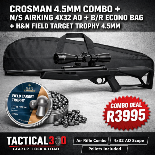 Crosman 4.5mm air rifle combo with scope gun bag and H&N pellets Tactical 300 South Africa