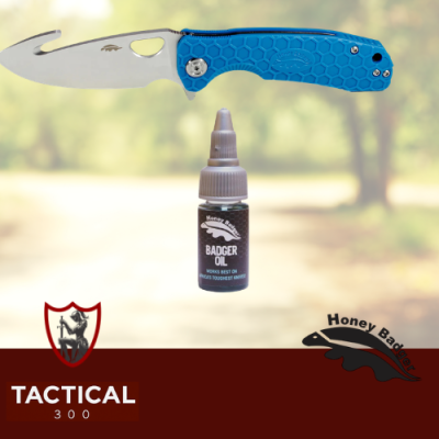 Honey Badger Oil 10ml bottle for knife maintenance