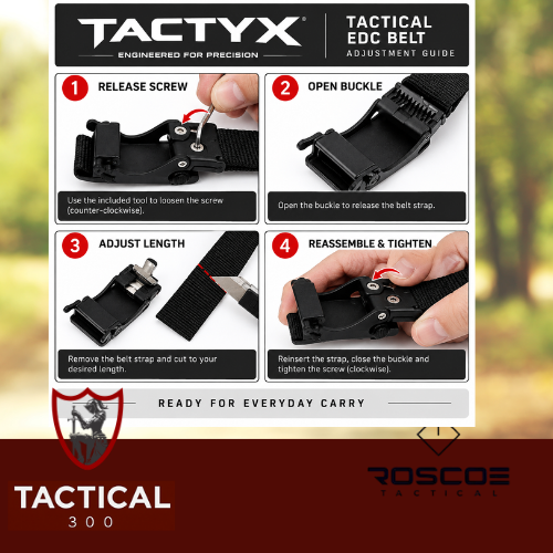 TACTYX Tactical EDC Belt with adjustable low-profile design and secure buckle